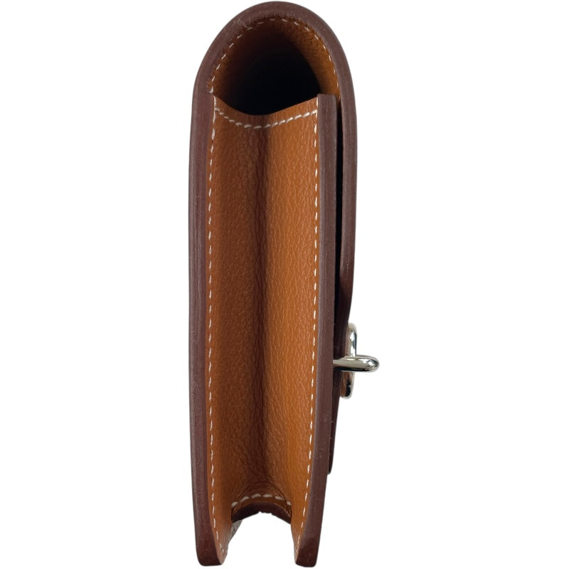 エルメス HERMES ルリ スリム U刻印 ゴールド/ライム エバーカラー レディース コインケース