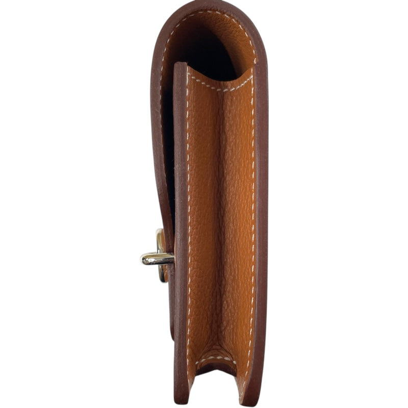 エルメス HERMES ルリ スリム U刻印 ゴールド/ライム エバーカラー レディース コインケース