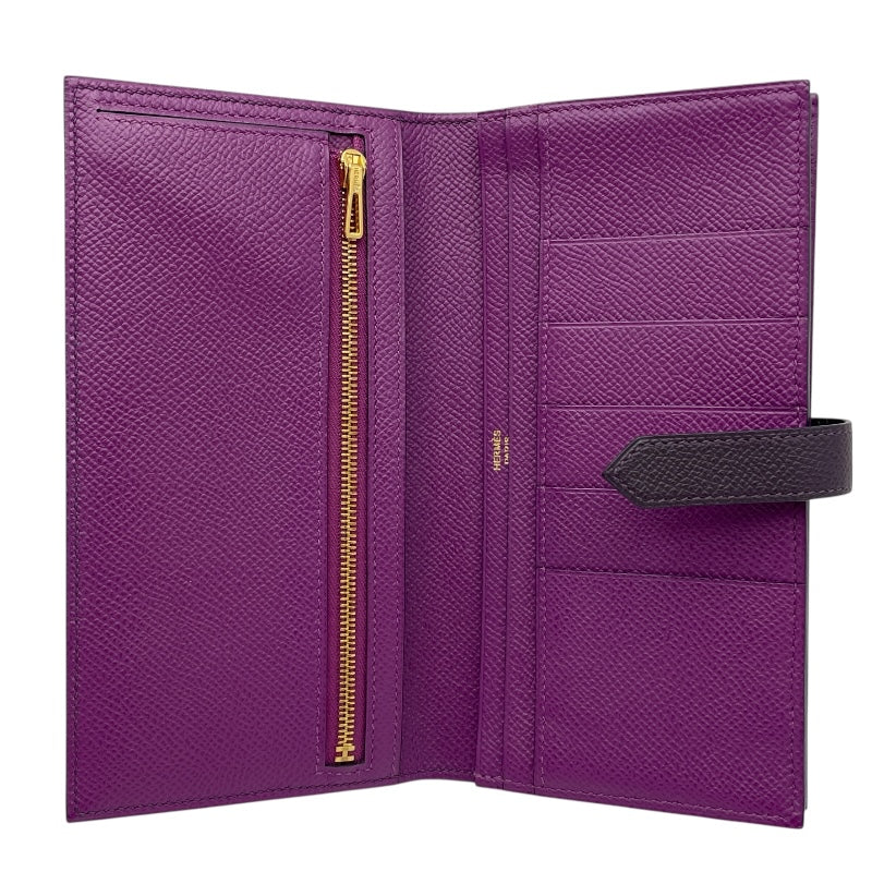 エルメス HERMES ベアンスフレ ヴェルソ Y刻 レザンxアネモネ GD金具 エプソン レディース 長財布