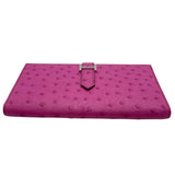 エルメス HERMES ベアンスフレ □M刻 フーシャピンク SV金具 オーストリッチ レディース 長財布