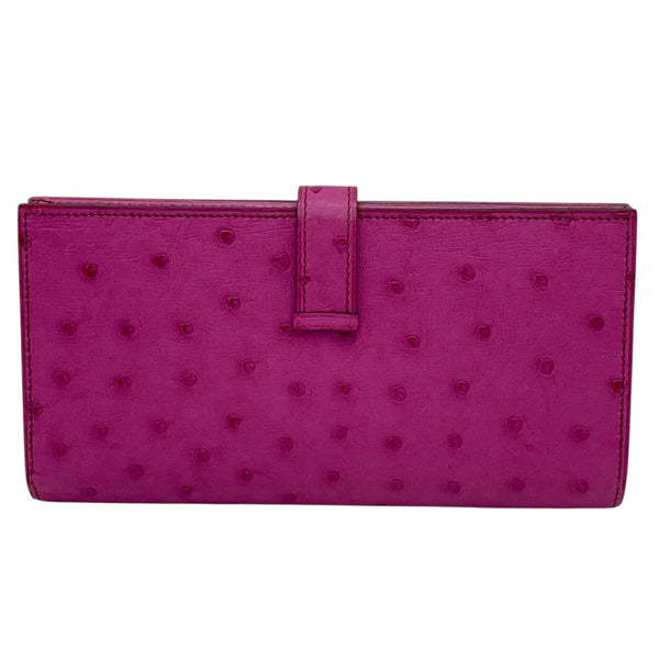 エルメス HERMES ベアンスフレ □M刻 フーシャピンク SV金具 オーストリッチ レディース 長財布