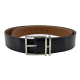 エルメス HERMES ネイサン32 85 W刻 ゴールドxブラック SV金具 ボックスカーフ/トゴ メンズ ベルト