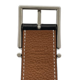 エルメス HERMES ネイサン32 85 W刻 ゴールドxブラック SV金具 ボックスカーフ/トゴ メンズ ベルト