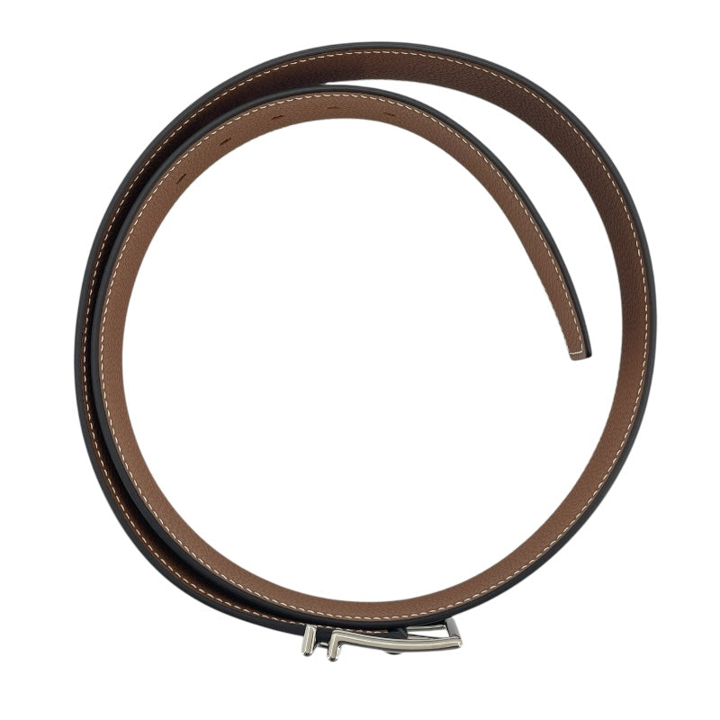 エルメス HERMES ネイサン32 85 W刻 ゴールドxブラック SV金具 ボックスカーフ/トゴ メンズ ベルト