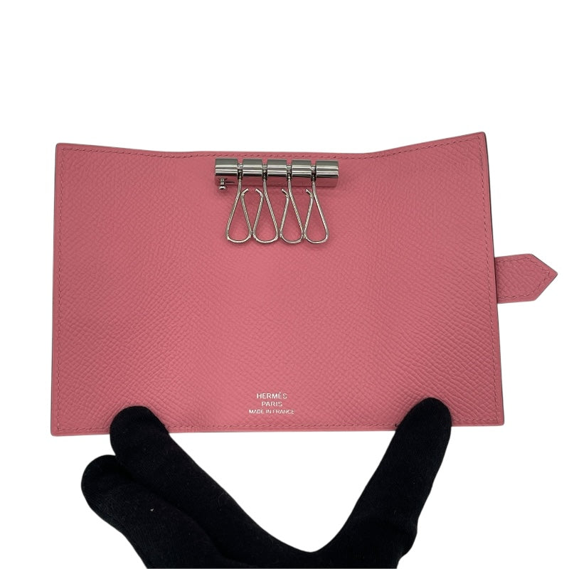 エルメス HERMES べアンキーケース4 X刻 ローズコンフェッティ SV金具 エプソン レディース キーケース