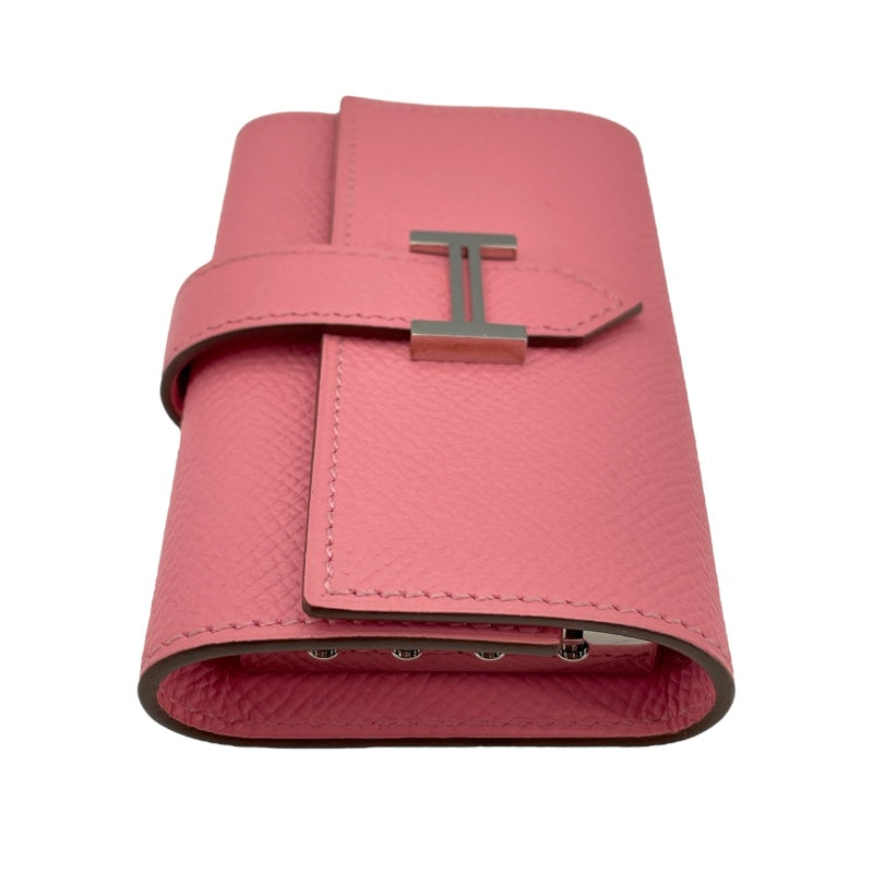 エルメス HERMES べアンキーケース4 X刻 ローズコンフェッティ SV金具 エプソン レディース キーケース