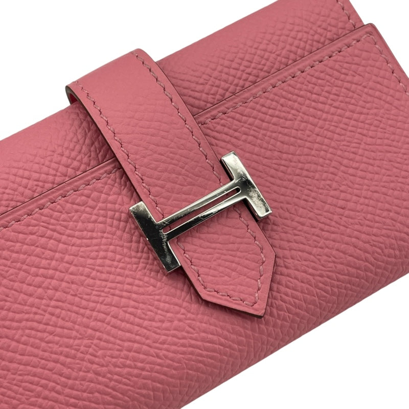 エルメス HERMES べアンキーケース4 X刻 ローズコンフェッティ SV金具 エプソン レディース キーケース