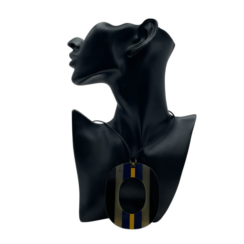 エルメス HERMES イスム・ポップGM ブラックxベージュxブルー バッファローホーン アクセサリー