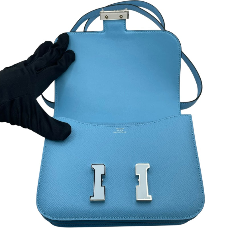エルメス HERMES コンスタンス3ミニ K刻 セレスト SV金具 エプソン レディース ショルダーバッグ