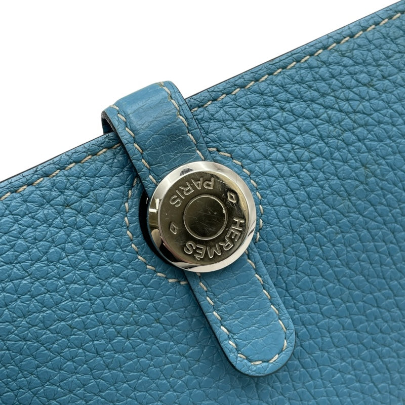 エルメス HERMES ドゴンGM □O刻 ブルージーン SV金具 トゴ ユニセックス 長財布