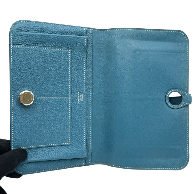 エルメス HERMES ドゴンGM □O刻 ブルージーン SV金具 トゴ ユニセックス 長財布