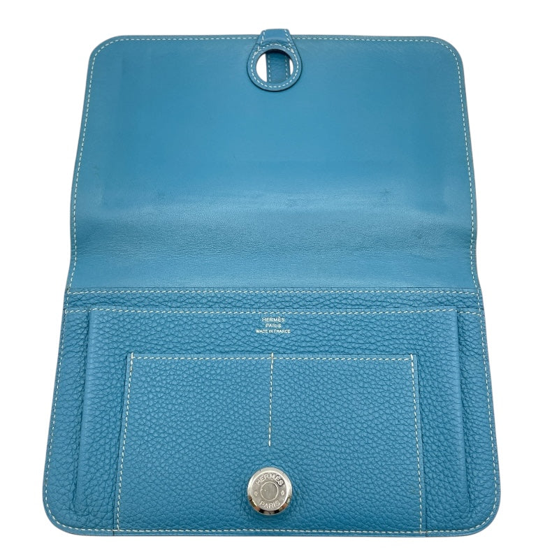 エルメス HERMES ドゴンGM □O刻 ブルージーン SV金具 トゴ ユニセックス 長財布