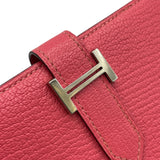 エルメス HERMES ベアンコンパクト A刻 ローズリップスティック SV金具 シェーブル レディース 二つ折り財布