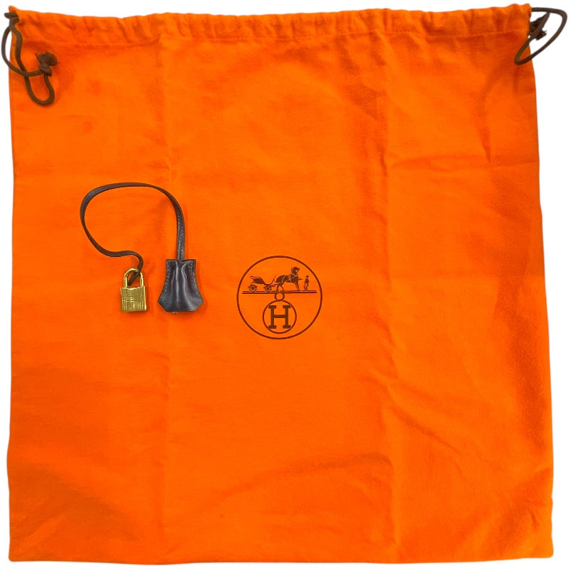 エルメス HERMES ケリー28 内縫い 〇O刻印　(1985年製) ブルーインディゴ　ゴールド金具 ボックスカーフ レディース ショルダーバッグ