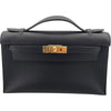 エルメス HERMES ポシェットケリー 内縫い D刻 ブラック GD金具 スイフト レディース ハンドバッグ