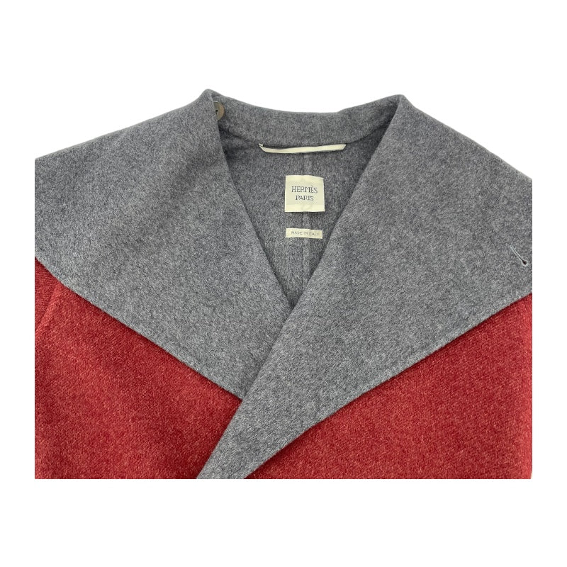 エルメス HERMES カシミヤベルテッドラップコート ボルドー