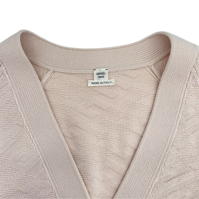 エルメス HERMES ジャガードニットカーディガン 2E2701DE ピンク ウール レディース カーディガン
