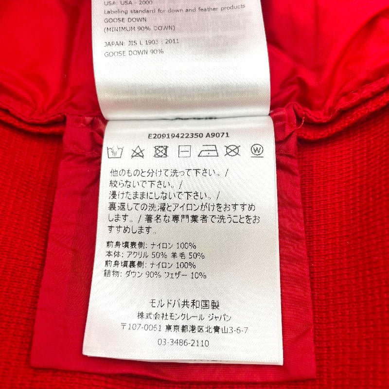 モンクレール MONCLER ニット切替ダウンジャケット C-TIND-19-197 レッド ナイロン メンズ ダウンジャケット