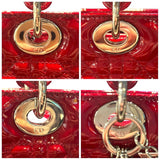 クリスチャン・ディオール Christian Dior レディディオール ミディアム レッド パテント レディース ハンドバッグ