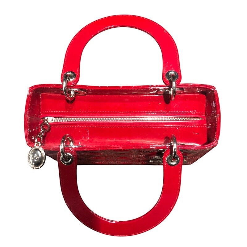 クリスチャン・ディオール Christian Dior レディディオール ミディアム レッド パテント レディース ハンドバッグ