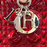 クリスチャン・ディオール Christian Dior レディディオール ミディアム レッド パテント レディース ハンドバッグ