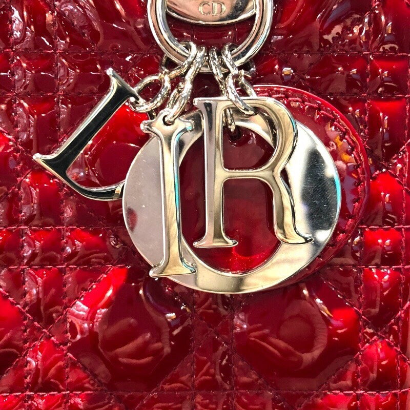 クリスチャン・ディオール Christian Dior レディディオール ミディアム レッド パテント レディース ハンドバッグ