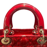 クリスチャン・ディオール Christian Dior レディディオール ミディアム レッド パテント レディース ハンドバッグ