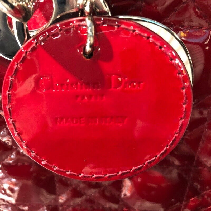クリスチャン・ディオール Christian Dior レディディオール ミディアム レッド パテント レディース ハンドバッグ
