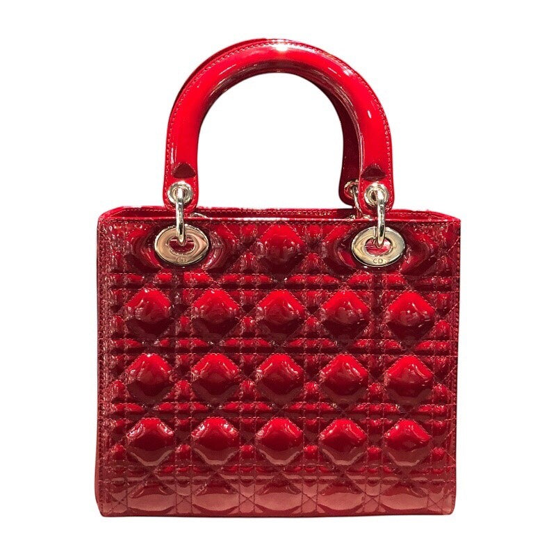 クリスチャン・ディオール Christian Dior レディディオール ミディアム レッド パテント レディース ハンドバッグ