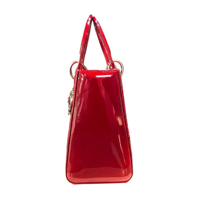クリスチャン・ディオール Christian Dior レディディオール ミディアム レッド パテント レディース ハンドバッグ