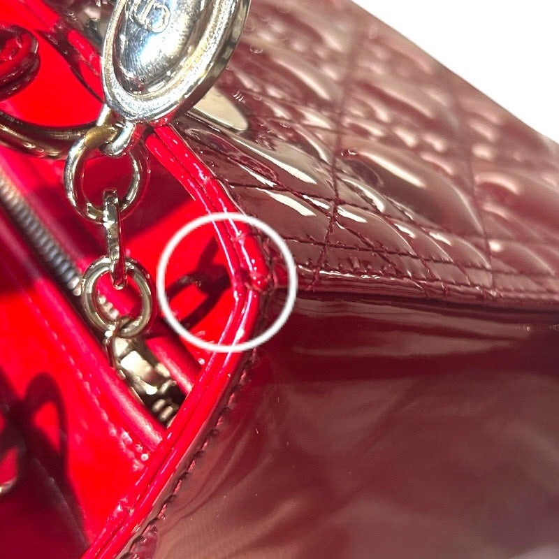 クリスチャン・ディオール Christian Dior レディディオール ミディアム レッド パテント レディース ハンドバッグ