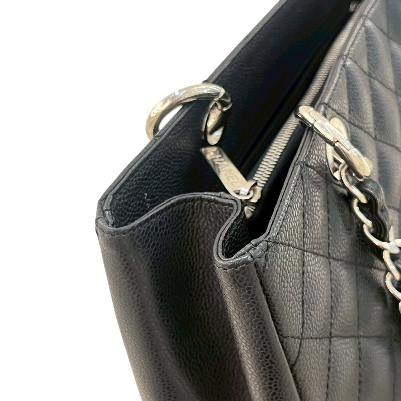 シャネル CHANEL GSTトートバッグ A50995 13番台 ブラック SV金具 キャビアスキン レディース トートバッグ