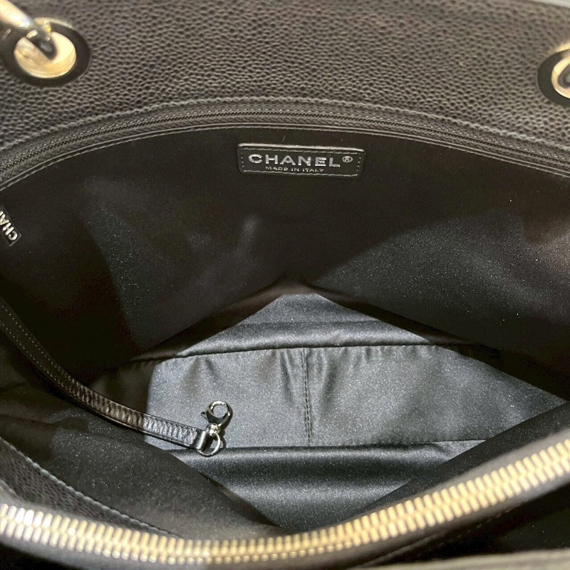 シャネル CHANEL GSTトートバッグ A50995 13番台 ブラック SV金具 キャビアスキン レディース トートバッグ