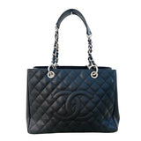 シャネル CHANEL GSTトートバッグ A50995 13番台 ブラック SV金具 キャビアスキン レディース トートバッグ