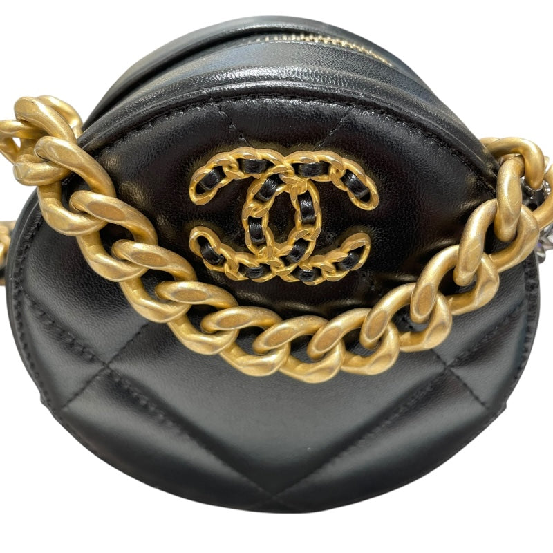 シャネル CHANEL CHANEL19 ラウンドチェーンショルダー AP0945 ブラック SVxGD金具 ラム レディース ショルダーバッグ