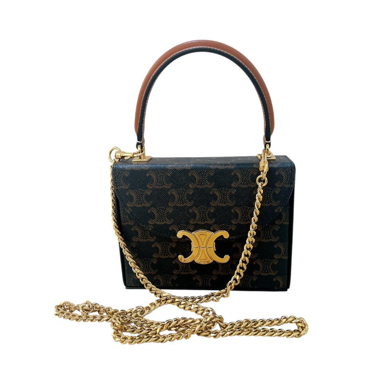 セリーヌ CELINE トリオンフボックスチェーンショルダーバッグ タン トリオンフキャンバス ユニセックス ショルダーバッグ