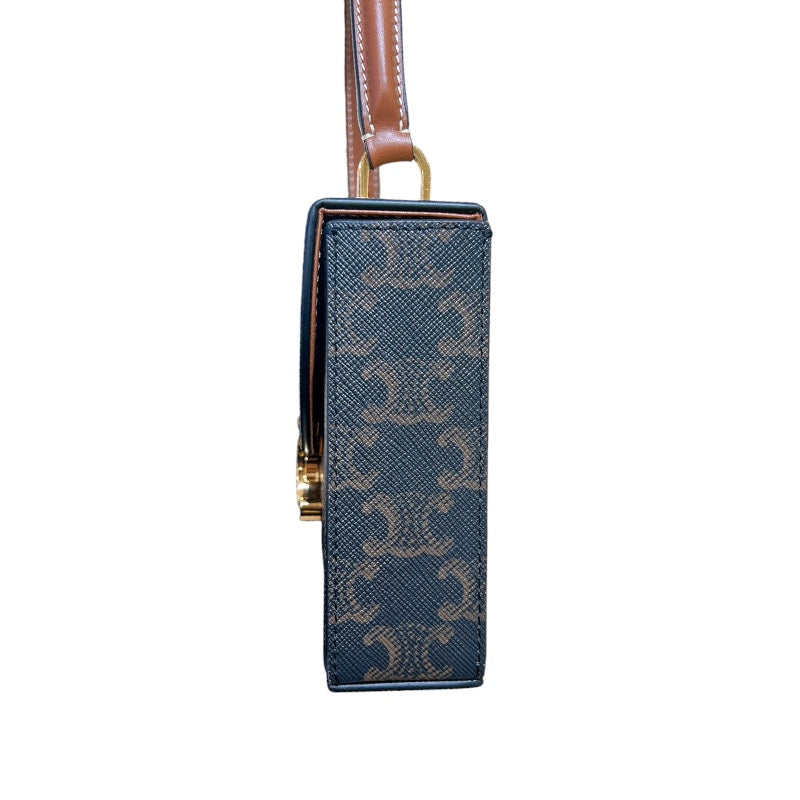 セリーヌ CELINE トリオンフボックスチェーンショルダーバッグ タン トリオンフキャンバス ユニセックス ショルダーバッグ