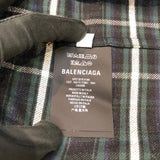 バレンシアガ BALENCIAGA バックロゴ刺繍長袖チェックシャツ 542174 ブラック×グリーン コットン メンズ 長袖シャツ