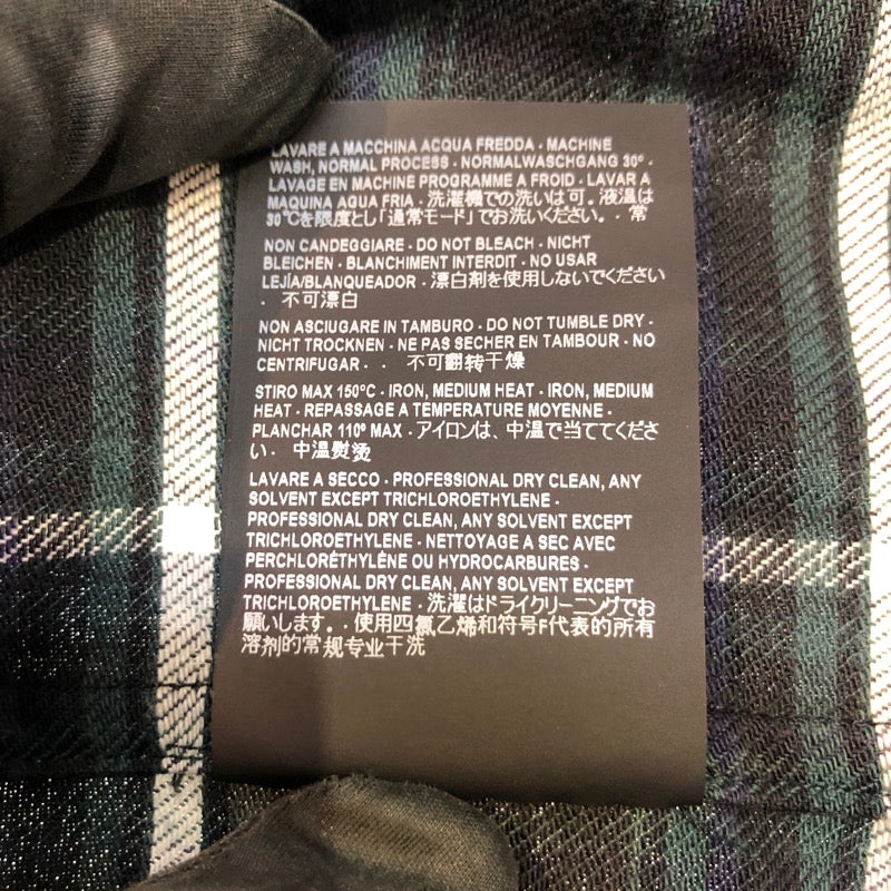 バレンシアガ BALENCIAGA バックロゴ刺繍長袖チェックシャツ 542174 ブラック×グリーン コットン メンズ 長袖シャツ