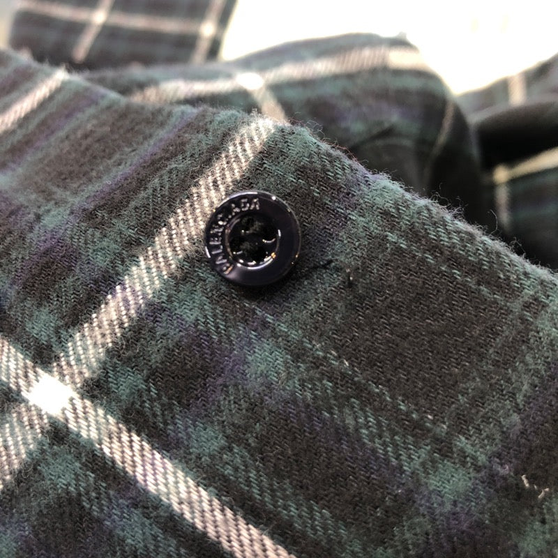 バレンシアガ BALENCIAGA バックロゴ刺繍長袖チェックシャツ 542174 ブラック×グリーン コットン メンズ 長袖シャツ