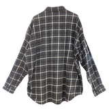 バレンシアガ BALENCIAGA バックロゴ刺繍長袖チェックシャツ 542174 ブラック×グリーン コットン メンズ 長袖シャツ