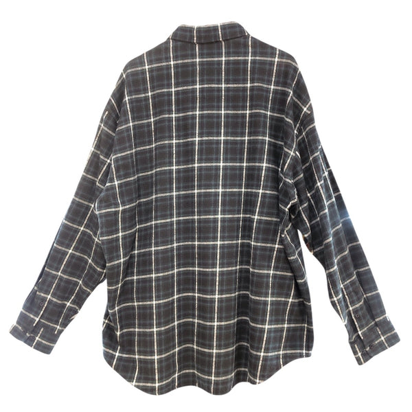 バレンシアガ BALENCIAGA バックロゴ刺繍長袖チェックシャツ 542174 ブラック×グリーン コットン メンズ 長袖シャツ