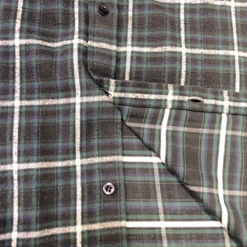 バレンシアガ BALENCIAGA バックロゴ刺繍長袖チェックシャツ 542174 ブラック×グリーン コットン メンズ 長袖シャツ