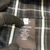 バレンシアガ BALENCIAGA バックロゴ刺繍長袖チェックシャツ 542174 ブラック×グリーン コットン メンズ 長袖シャツ