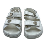 シャネル CHANEL ココマーク ボタン スポーツサンダル G35927 ホワイト レザー レディース サンダル