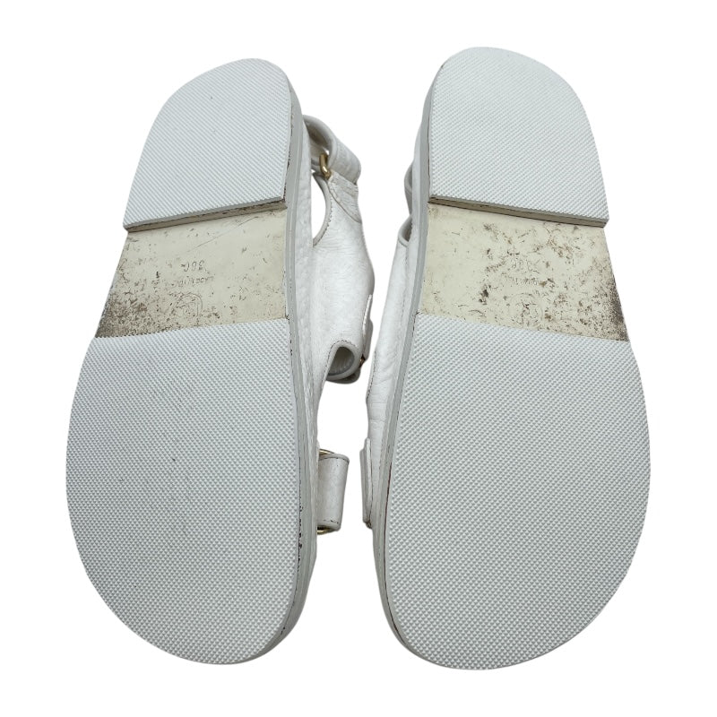 シャネル CHANEL ココマーク ボタン スポーツサンダル G35927 ホワイト レザー レディース サンダル