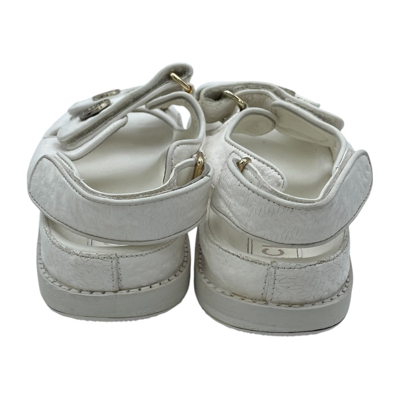 シャネル CHANEL ココマーク ボタン スポーツサンダル G35927 ホワイト レザー レディース サンダル