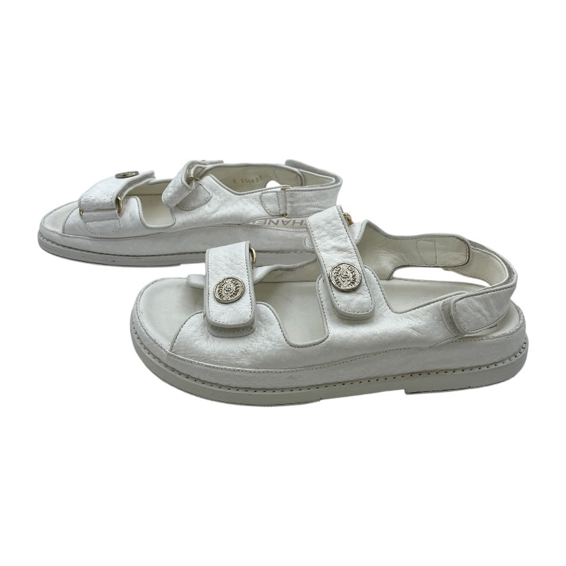 シャネル CHANEL ココマーク ボタン スポーツサンダル G35927 ホワイト レザー レディース サンダル