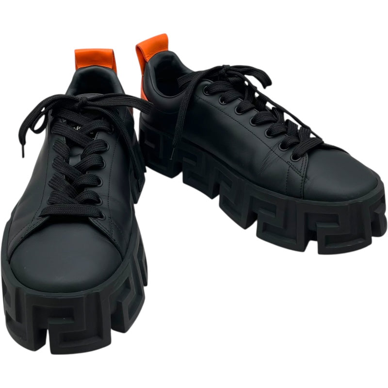 ヴェルサーチ VERSACE ラビリンスローカットスニーカー ブラック レザー メンズ スニーカー