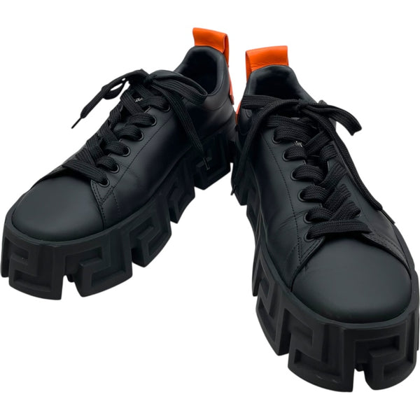 ヴェルサーチ VERSACE ラビリンスローカットスニーカー ブラック レザー メンズ スニーカー